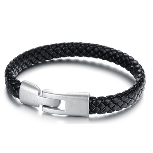 Fashional leather rope and stainless steel bracelet