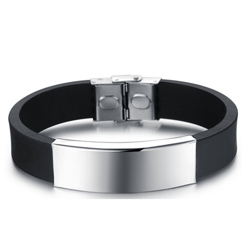 Fashional style leather stainless steel bracelet