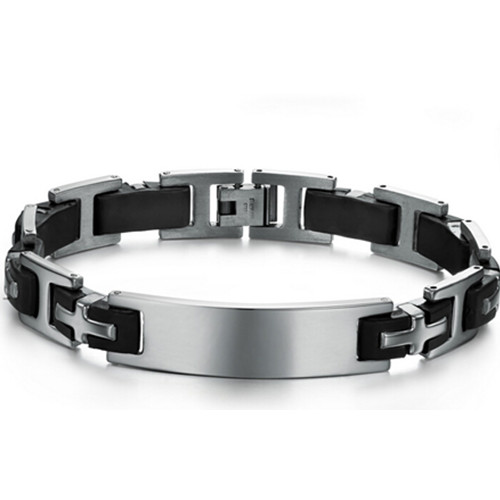 Promotional leather and titanium germanium magnetic bracelet for man