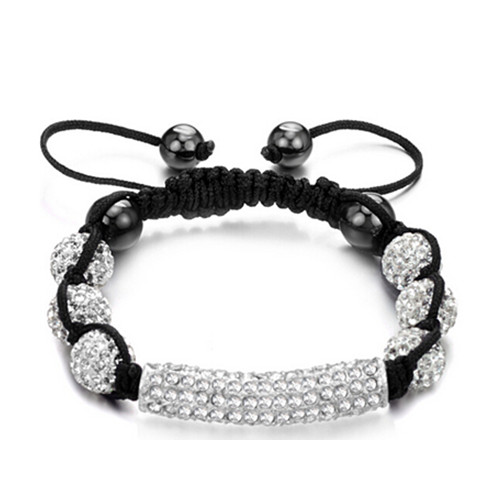 Promotional silver diamond woven rope bracelet