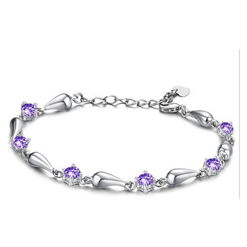 Promotional purple diamond metal woman bracelet