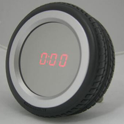 4 inch tyre wheel shaped digital clock Mirror alarm clock