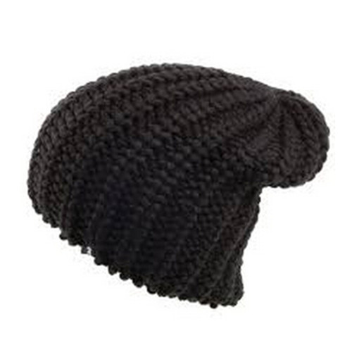 Promotional fashion black color acrylic Jacquard knitted Cap