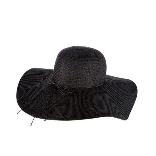 Black color Marcella Floppy Wide Brim woman straw Hat