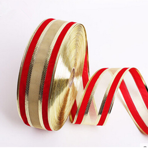 Customized printing logo Wired Christmas Ribbon