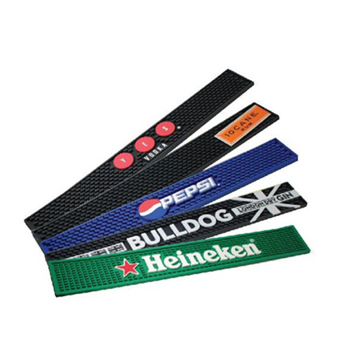 Anti-slip soft pvc/rubber bar runner, low price 2D/3D soft pvc bar pad, debossed or embossed  logo bar mat