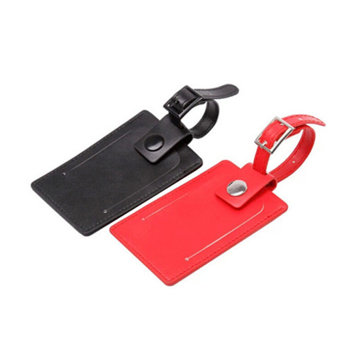 Black and red color pu material travel luggage tag