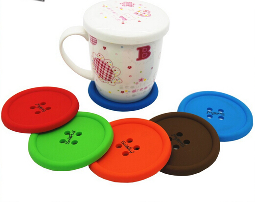 Promotional pvc material button shape waterproof drink coaster