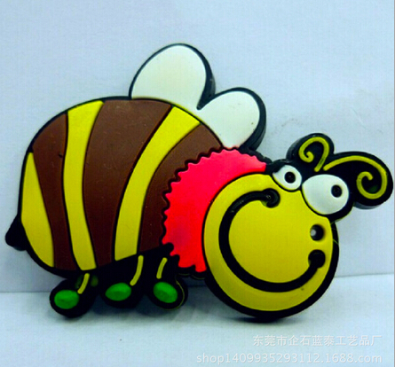 Customized 3D pvc rubber honeybee shape fridge magnet, bee shape fridge magnet