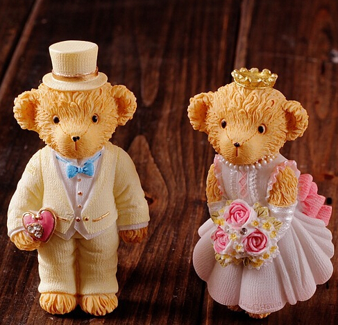 Creative teddy bear or wedding dress Resin 3D fridge magnet  for home decoration