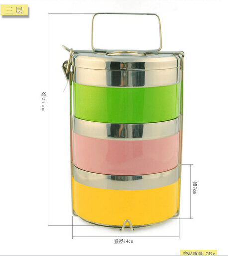 Colorful paniting stainless steel three layer food container, food jar, hot pot, thermo pot