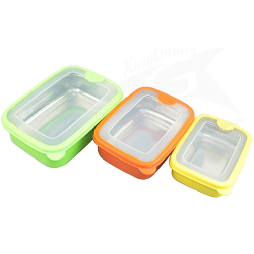 Plastic outside and  stainless steel inside food lunch box, food jar, food storage box