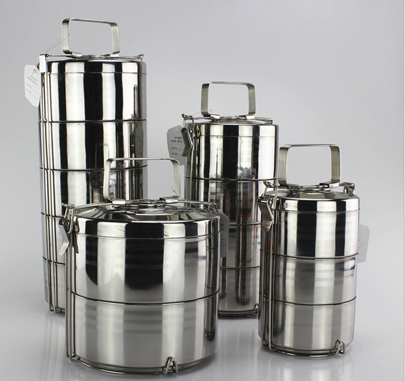 Good quality thermo three layers stainless steel lunch box, bento box, food jar with metal handle