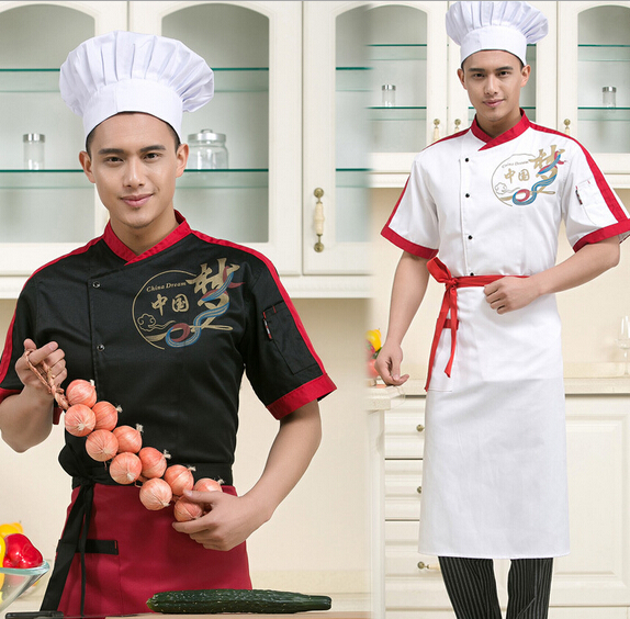 New chef clothes, kitchen cooking clothes, executive chef uniform with cap