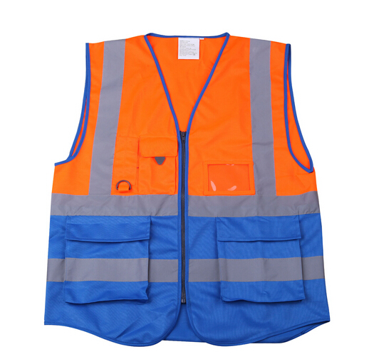 Blue and orange combine color reflective vest, reflective coat