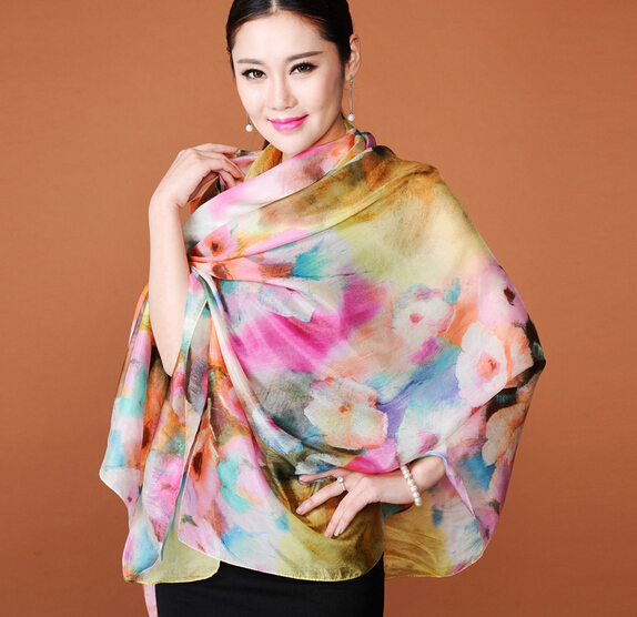Fashion 100% mulberry silk scarf and shawl pashmina scarf for autumn and spring