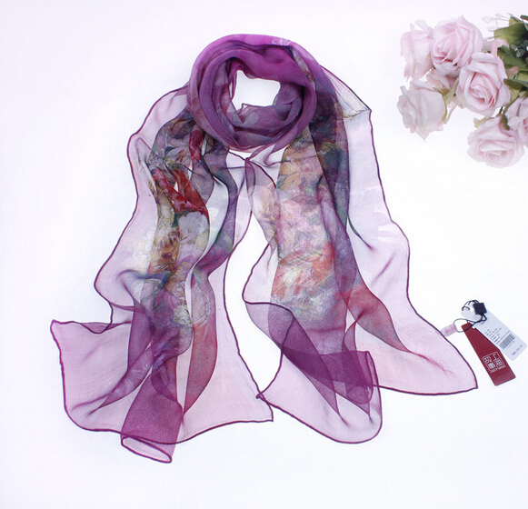 2015 new style Custom Ladies Fashion Silk Georgette Scarf, mulberry silk scarf