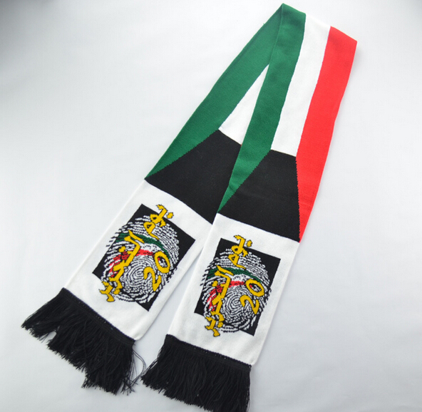Customize printing Sport fan knitted jacquard soccer scarf, football scarf