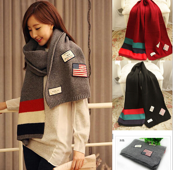 2015 new style American flag thickening wool scarf for woman and man
