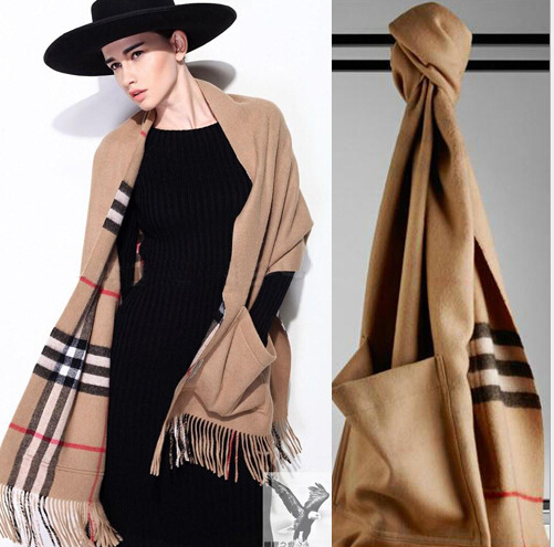 Good quality lattice shape knitting wool scarf, cashmere neckerchief scarf for woman