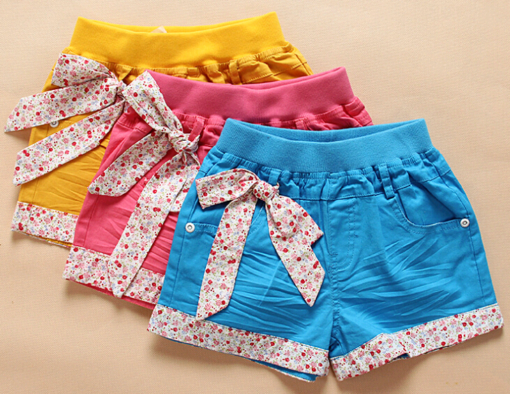 With bow fashion girl short leisure pant, student bow short casual pants