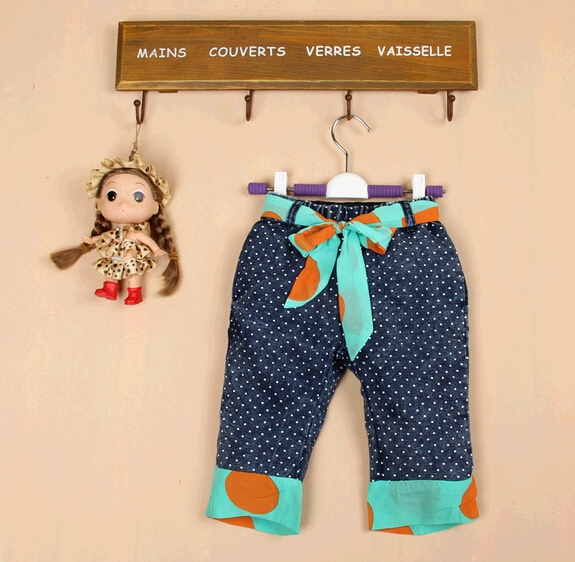 Children girl middle washed denim jeans, washed denim trousers for girl