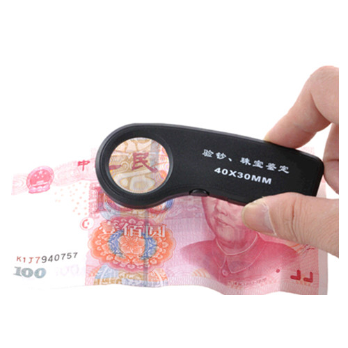Promotional uv and led light plastic handle magnifier