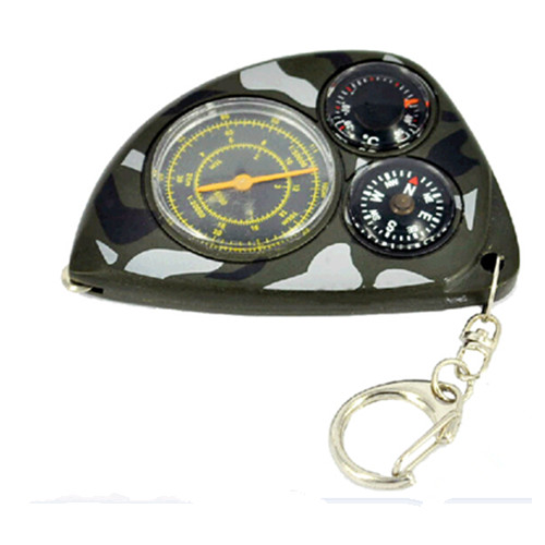 Multi-function with map and measure scale and thermometer compass keychain
