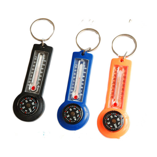 With thermometer function compass keychain
