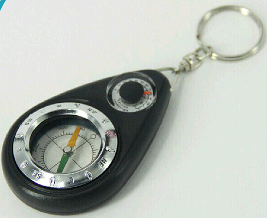 With thermometer function compass keychain