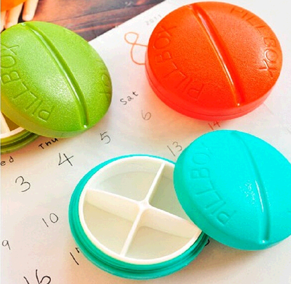 Round shape 4 compartment weekly pill box