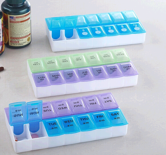 Promotional 14 compartments weekly pill box