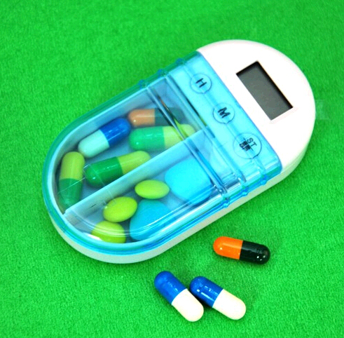 Promotional timed reminder electronic pill box