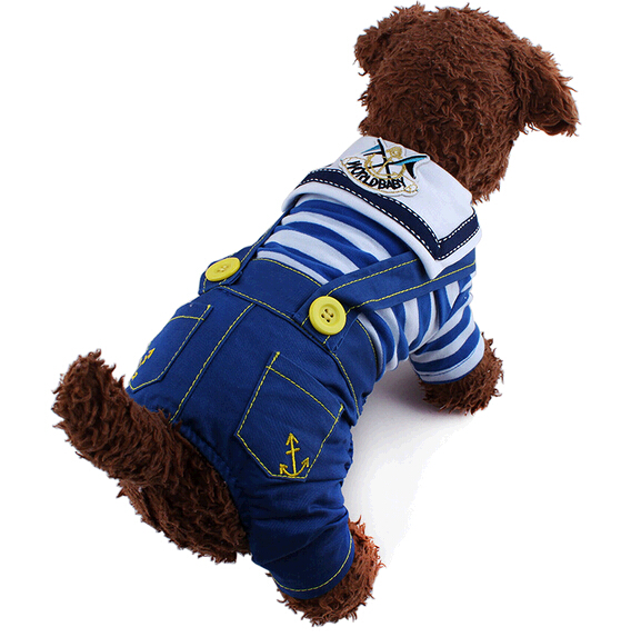 Fashion suspender trousers navy color pet cloth for dog