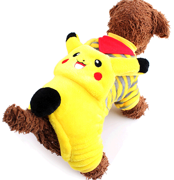 Promotional Pikachu yellow flannel material winter pet cloth
