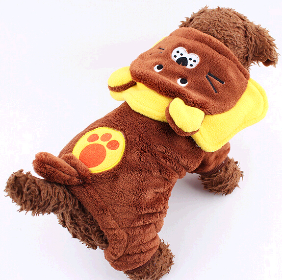 Promotional coral fleece teddy bear shape pet cloth, bear shape cloth for dog