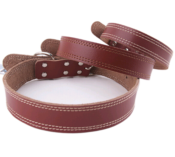 Durable adjustable genuine leather pet collar, genuine leather dog collar