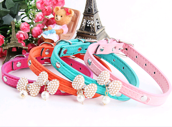Fashional cheap pu pet collar with bow for dog or cat
