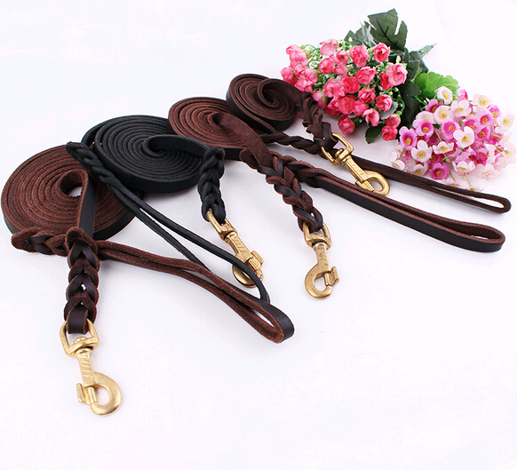 Durable genuine leather pet leashes for dog or cat