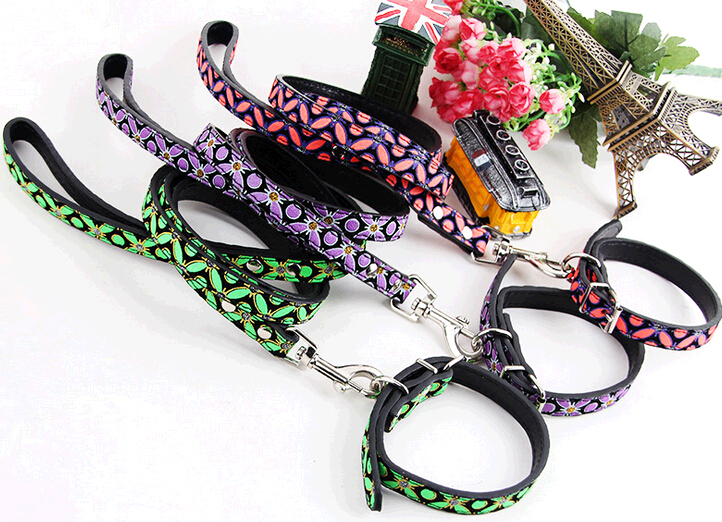 High quality pu pet collar and leashes, pu dog collar and leashes