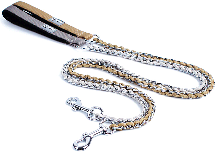 High quality dog chain leash, chain dog leash with nylon