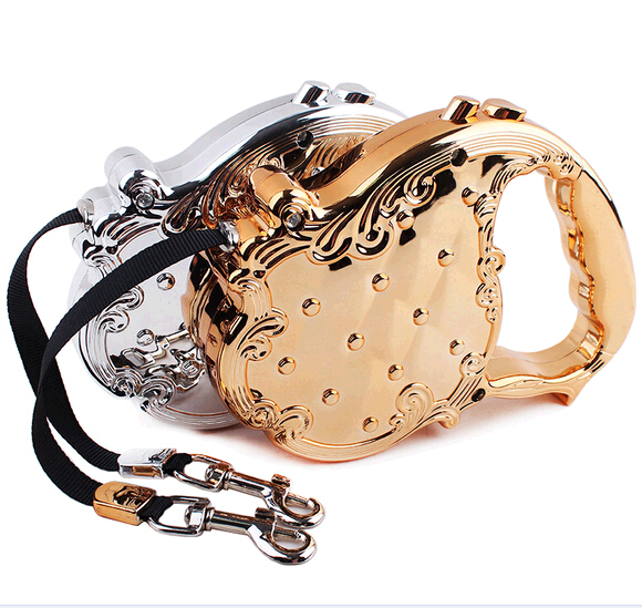 High quality metal retractable pet collar, metal handle retractable dog collar