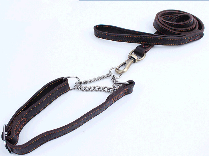 Wholesale high quality genuine leather dog collar and leash