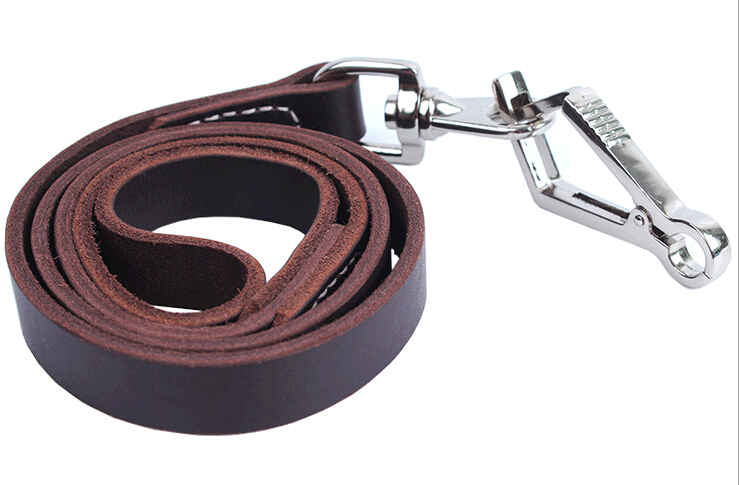 Genuine cow leather pet leashes with hook, leather dog leashes