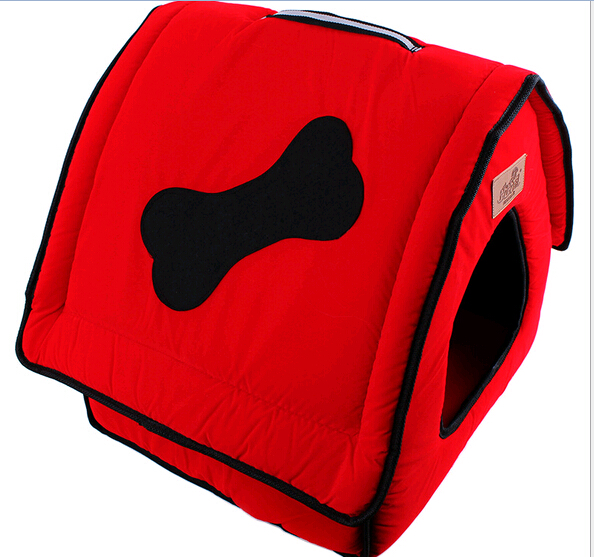 High quality red color foam wtih bone pet house and bed for dog or cat