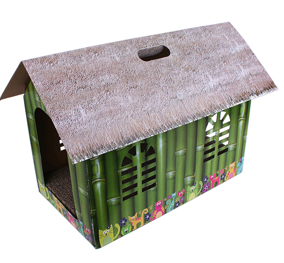 Wholesale cheap corrugated paper folding cat house