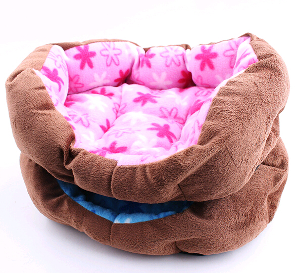 Pink short plush pet house and bed for dog or cat
