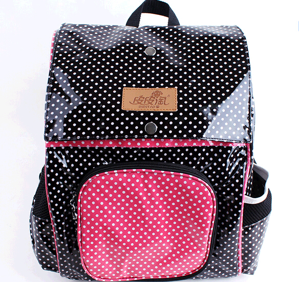 White dot printing pink color pet backpack for dog or cat, leather pet carrier