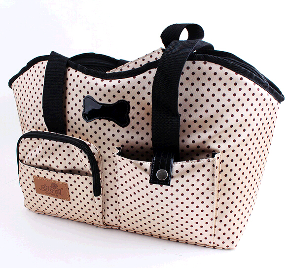 Cute with bowknot dot printing pet carrier bag, travel cat carrier