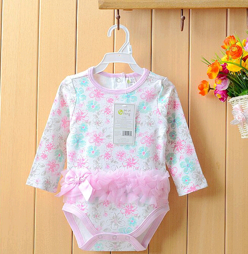 Promotional baby girl body suit with lace, infant girl body suit